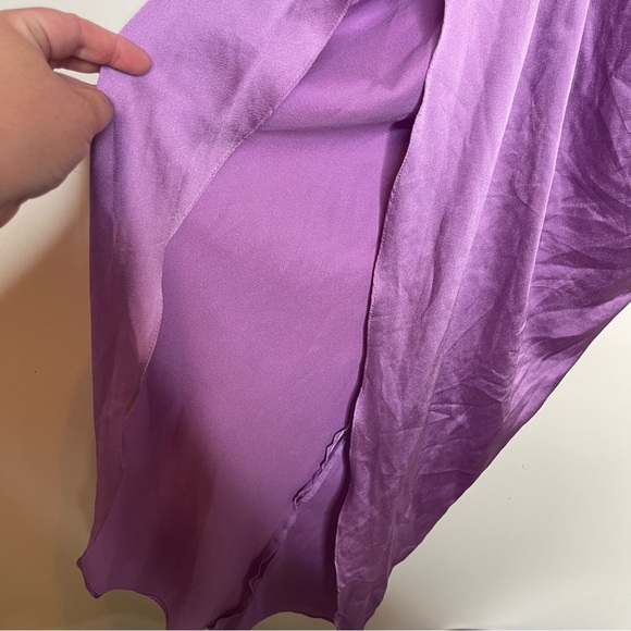 House of CB Skirt Lavender Purple Satin Constance Asymmetrical Split sz M - Picture 6 of 8